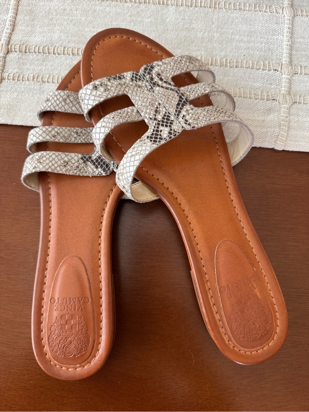 Vince Camuto Snake Print Slide Sandals Women